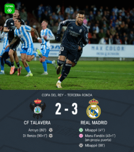 El Real Madrid sufre, pero vence 3-2 al Talavera en la Copa del Rey
